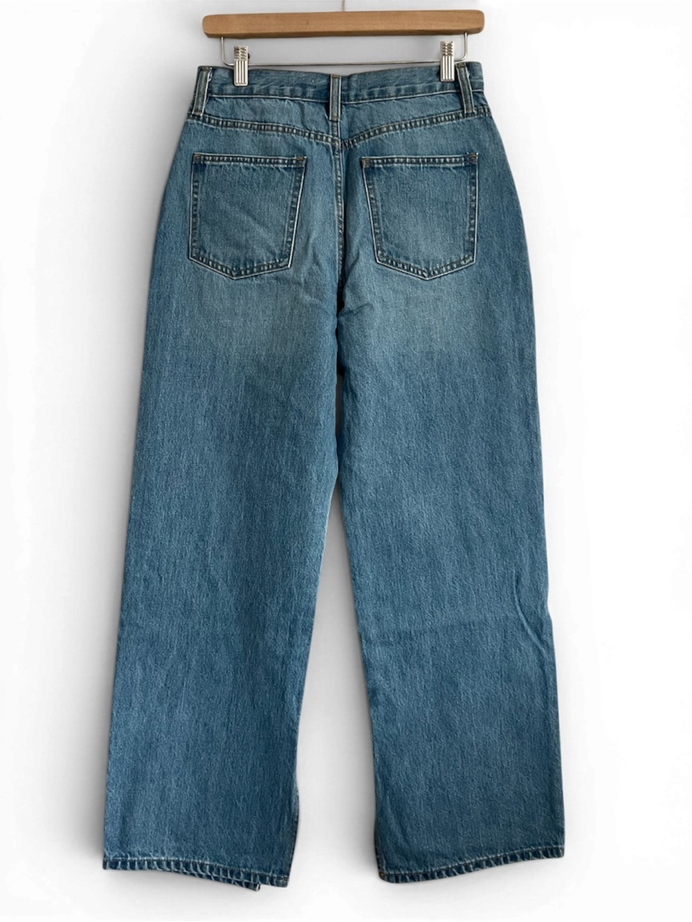 Oak + Fort Wide Leg Jeans Split Hem High Rise Organic Cotton Size 28 - Picture 3 of 8